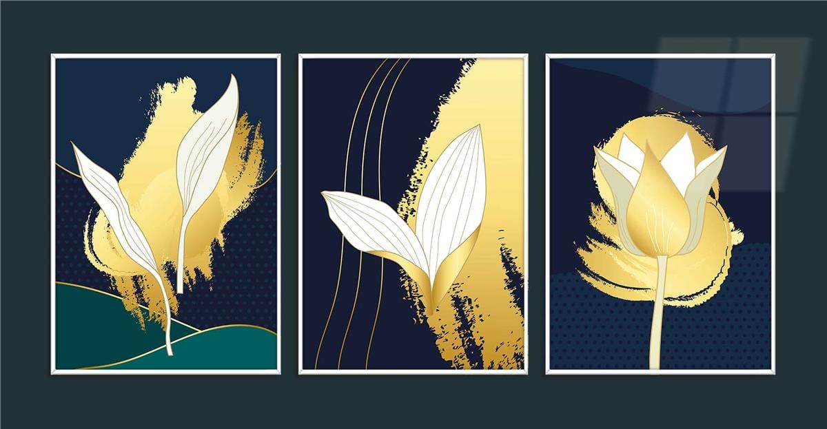 Alüminyum Çerçeveli Sanat Temalı 3lü Set MDF Tablo 0006