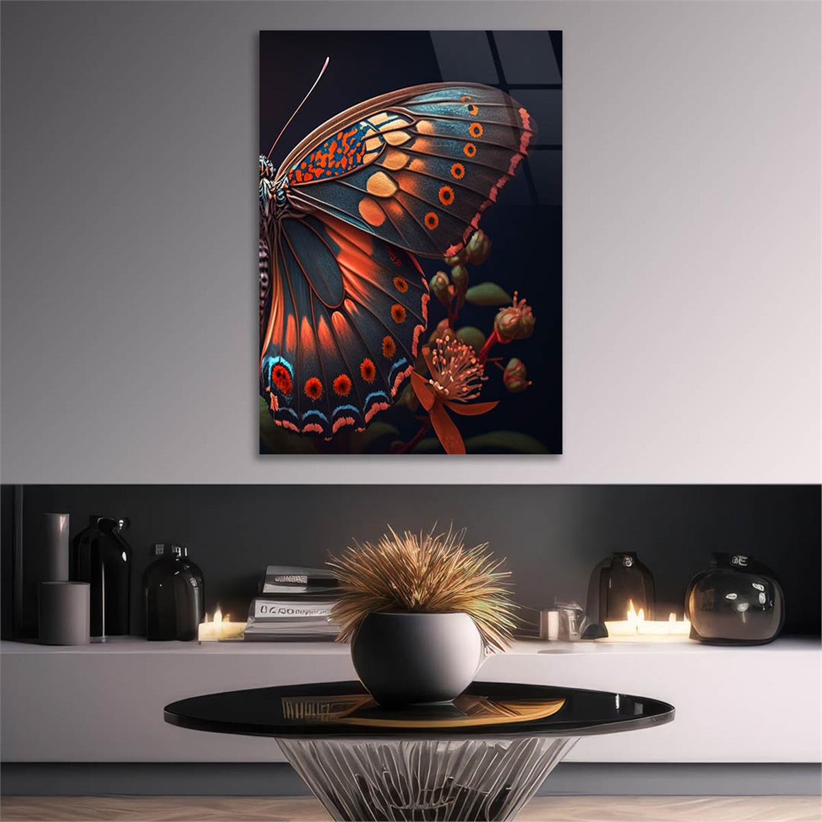 Dikey Sanat Temalı Cam Tablo 370