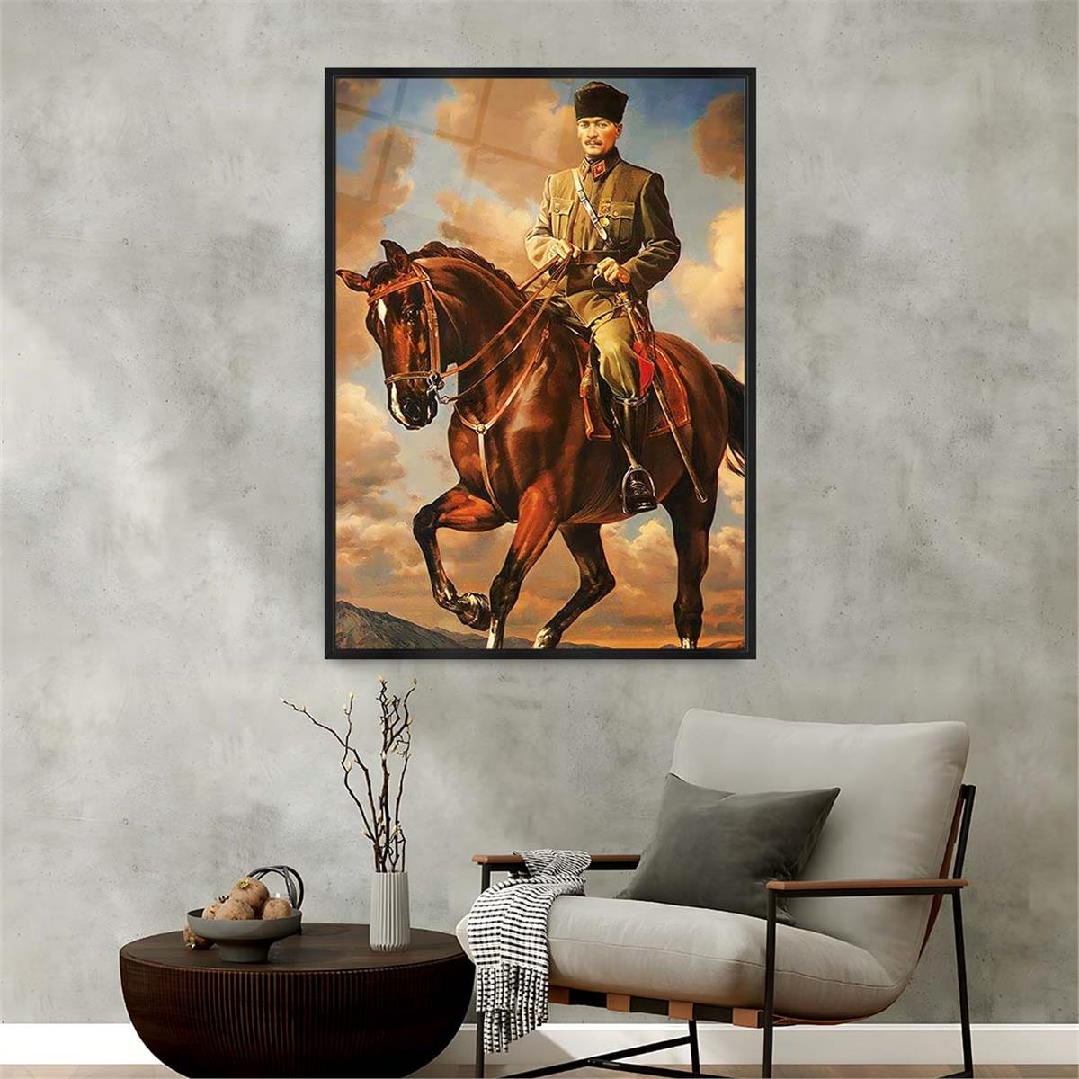 Aluminum-Framed National-Themed Tempered Glass Wall Art 075