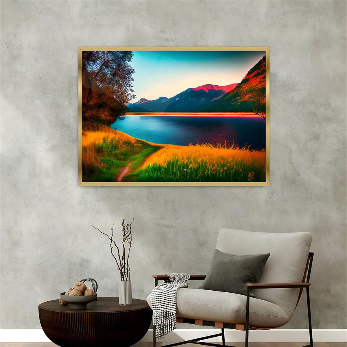 Aluminum-Framed Natured-Themed Tempered Glass Wall Art 028