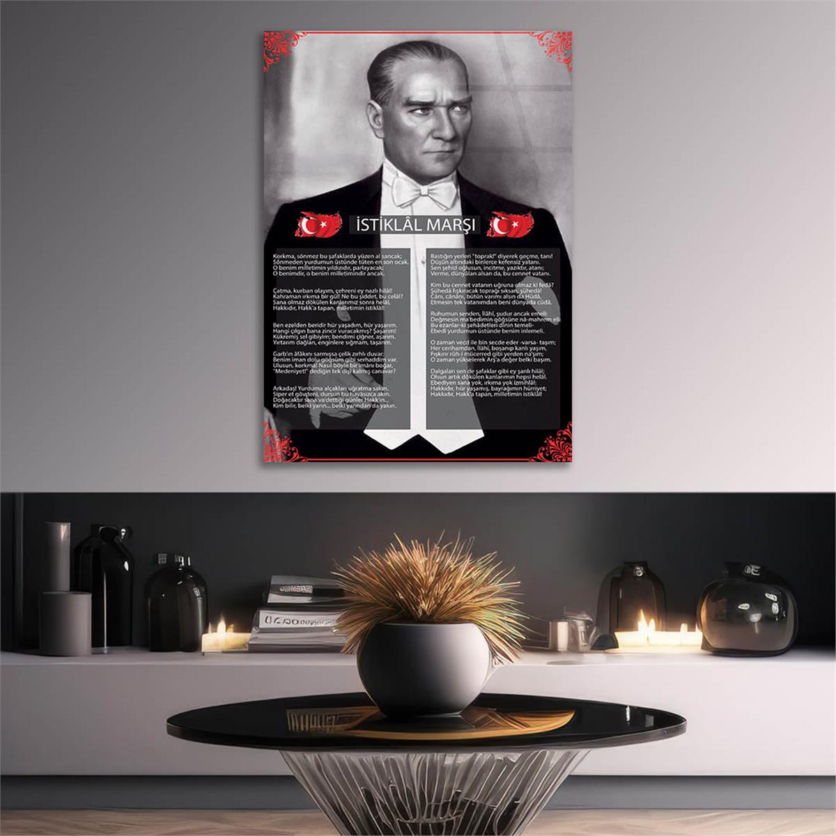 Turkish National Anthem Tempered Glass Wall Art 