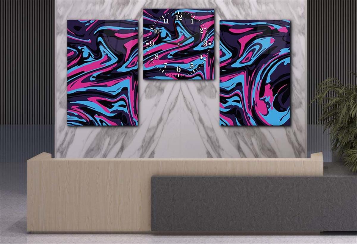 Tempered Glasss Wall Arts Art-Themed Set with Clock