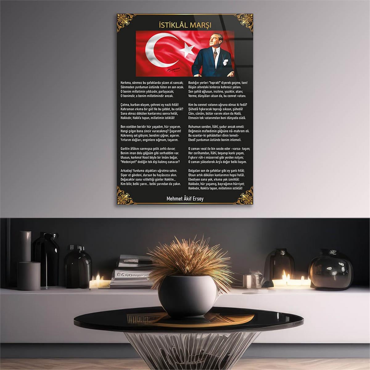 Turkish National Anthem Tempered Glass Wall Art 