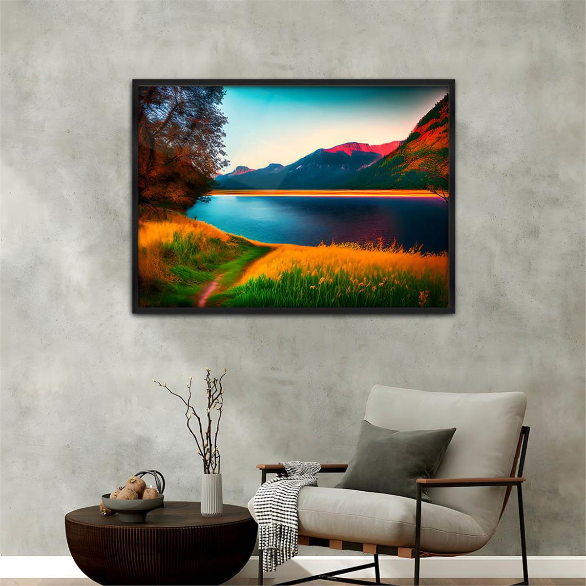 Aluminum-Framed Natured-Themed Tempered Glass Wall Art 028