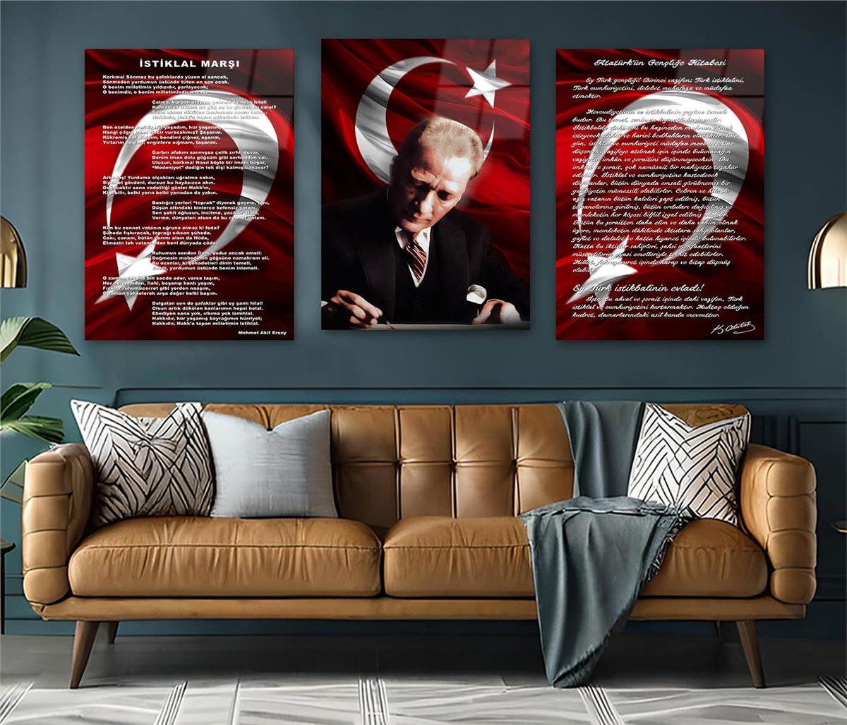  3lü Set VatanTemalı Cam Tablo 28