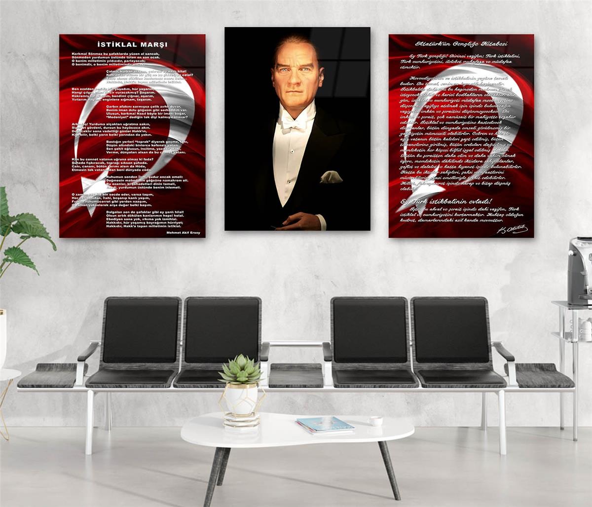  3lü Set VatanTemalı Cam Tablo 26
