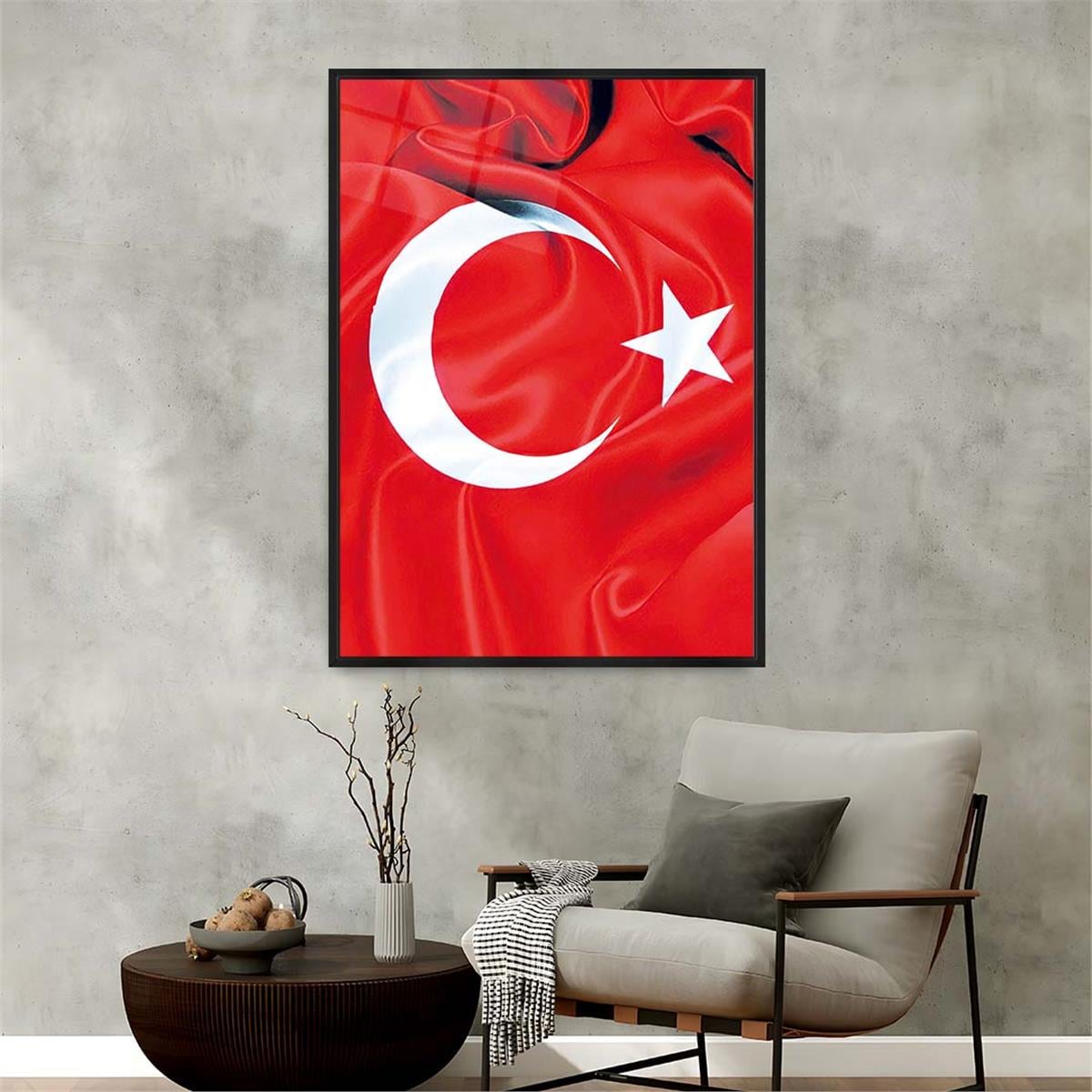 Alüminyum Çerçeveli Vatan Temalı Cam Tablo 096