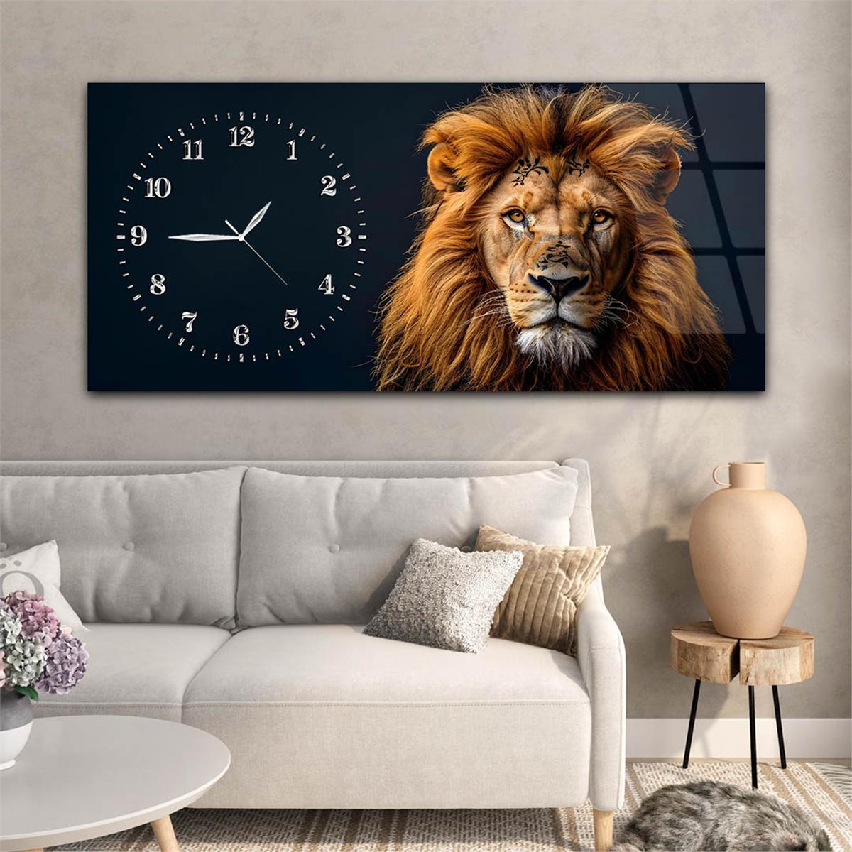 Yatay Saatli Yandan Sanat Temalı Cam Tablo 331