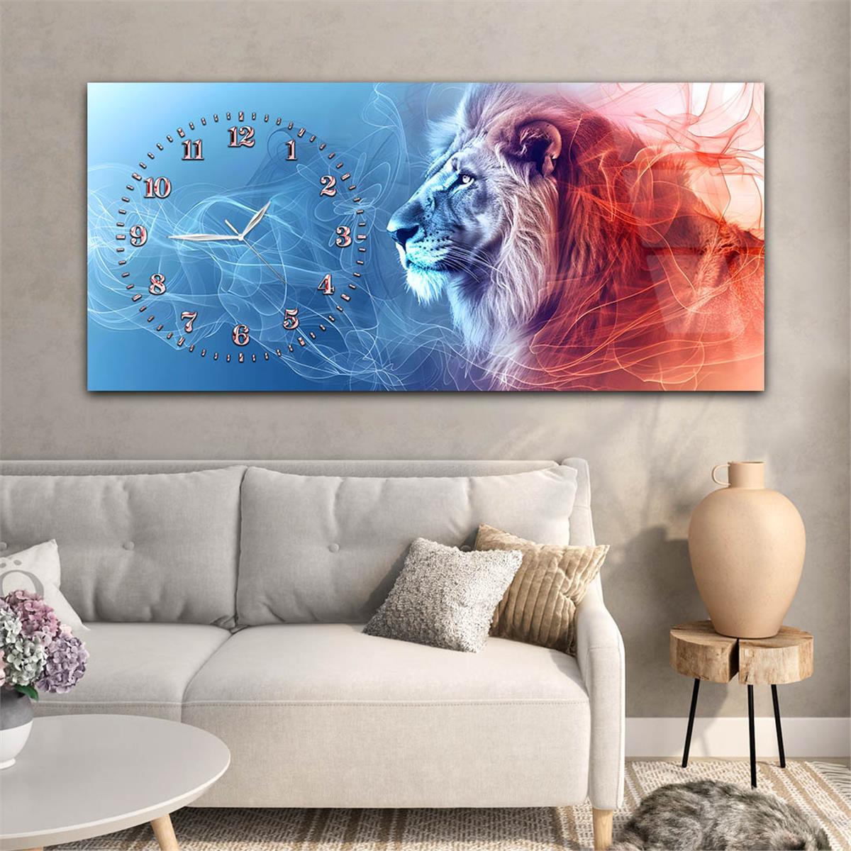 Yatay Saatli Yandan Sanat Temalı Cam Tablo 339