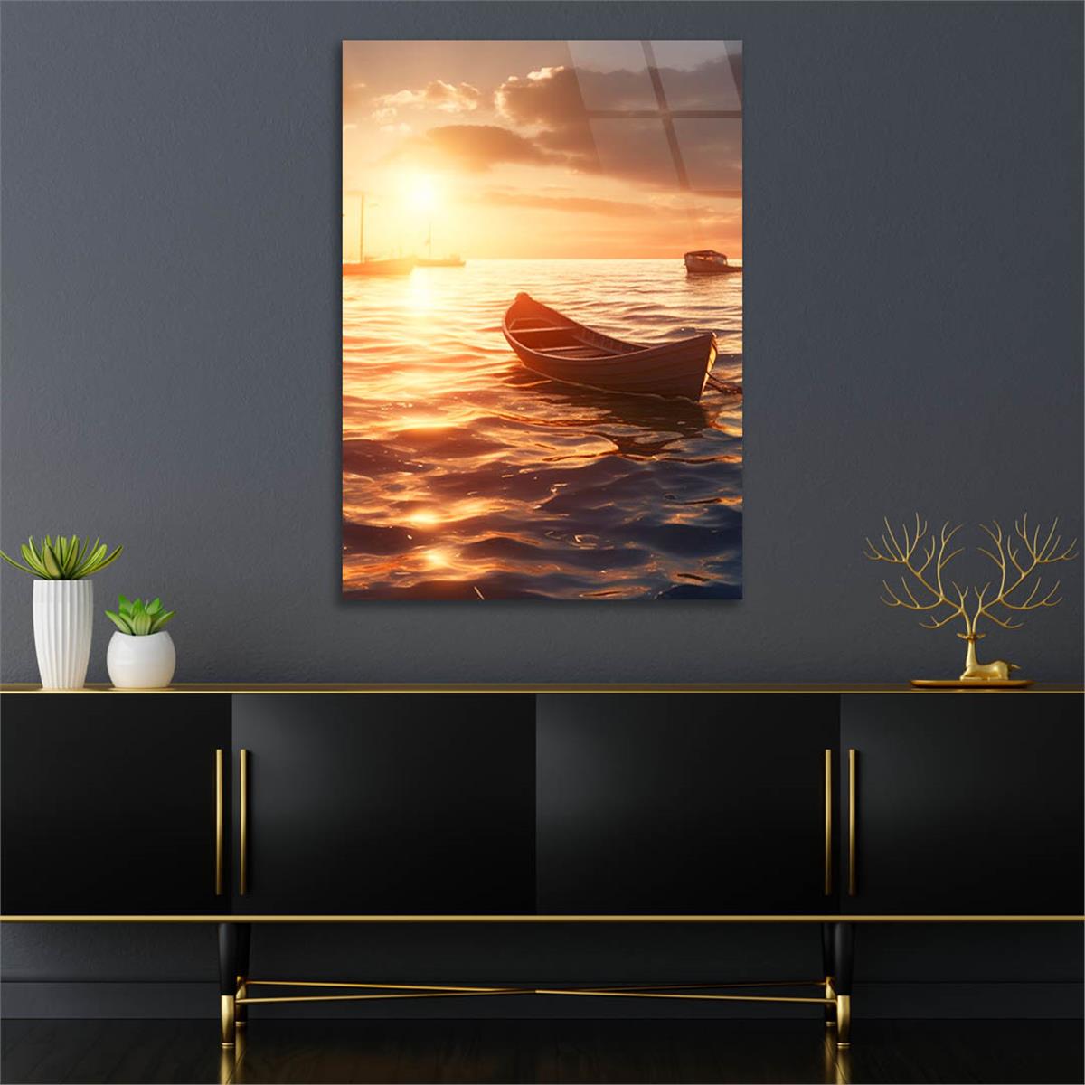 Dikey Doğa Temalı Cam Tablo 272