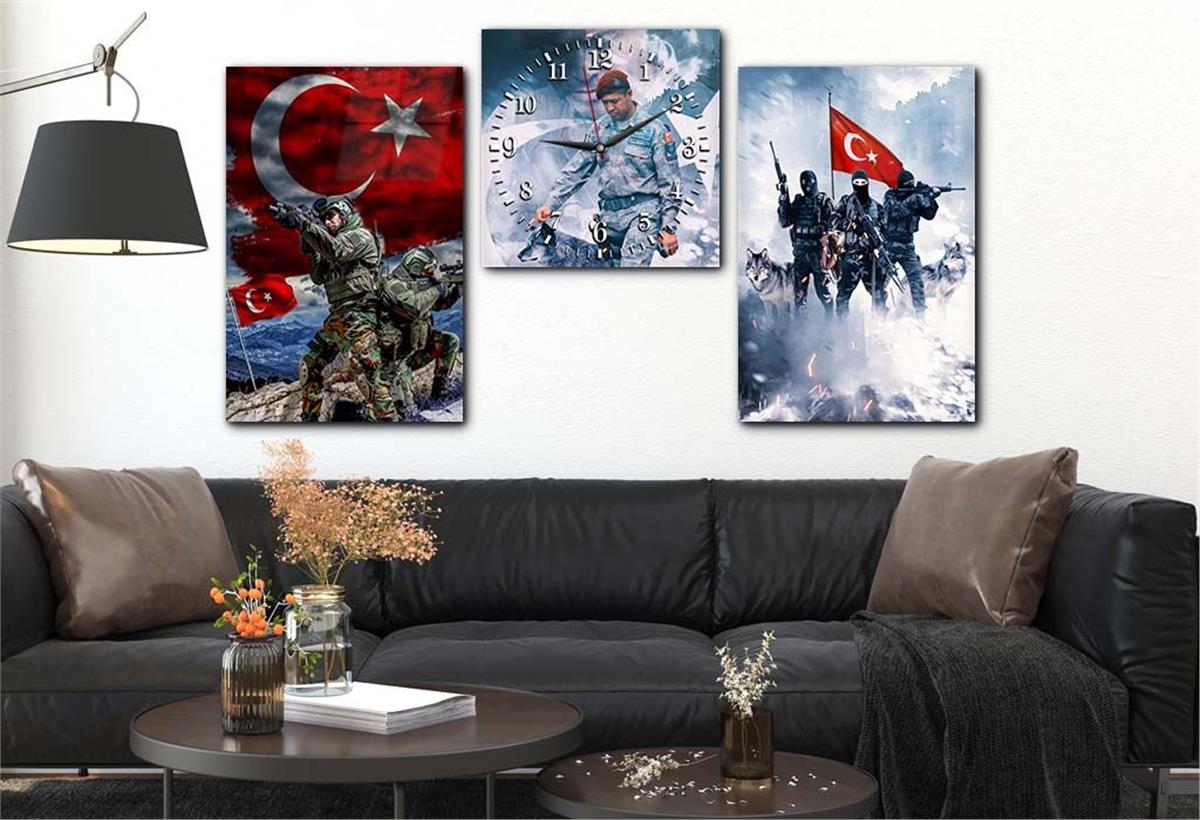 Martyr ÖMER HALIS DEMİR Tempered Glass Wall Art Set with Clock 