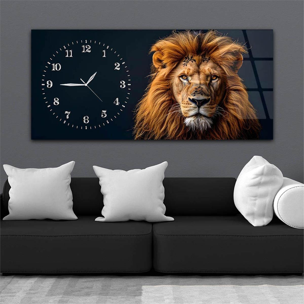 Yatay Saatli Yandan Sanat Temalı Cam Tablo 331