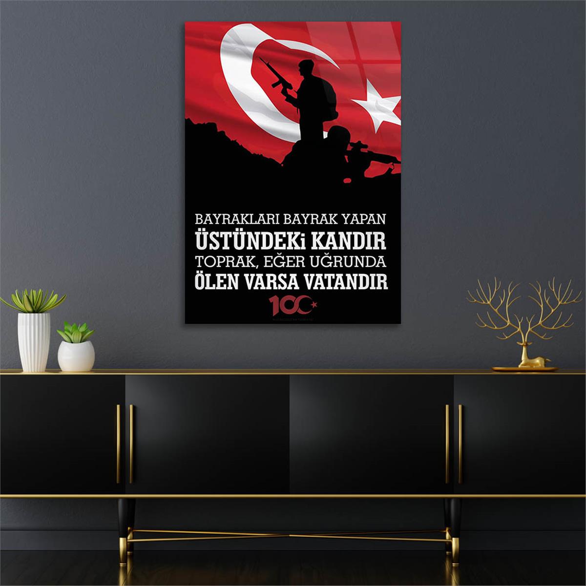Dikey VatanTemalı Cam Tablo 162