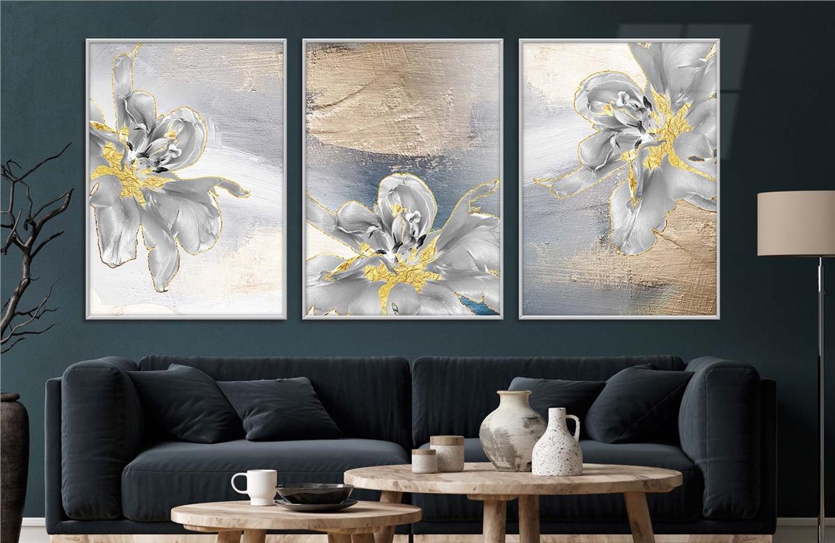 Alüminyum Çerçeveli Sanat Temalı 3lü Set CAM Tablo 0062