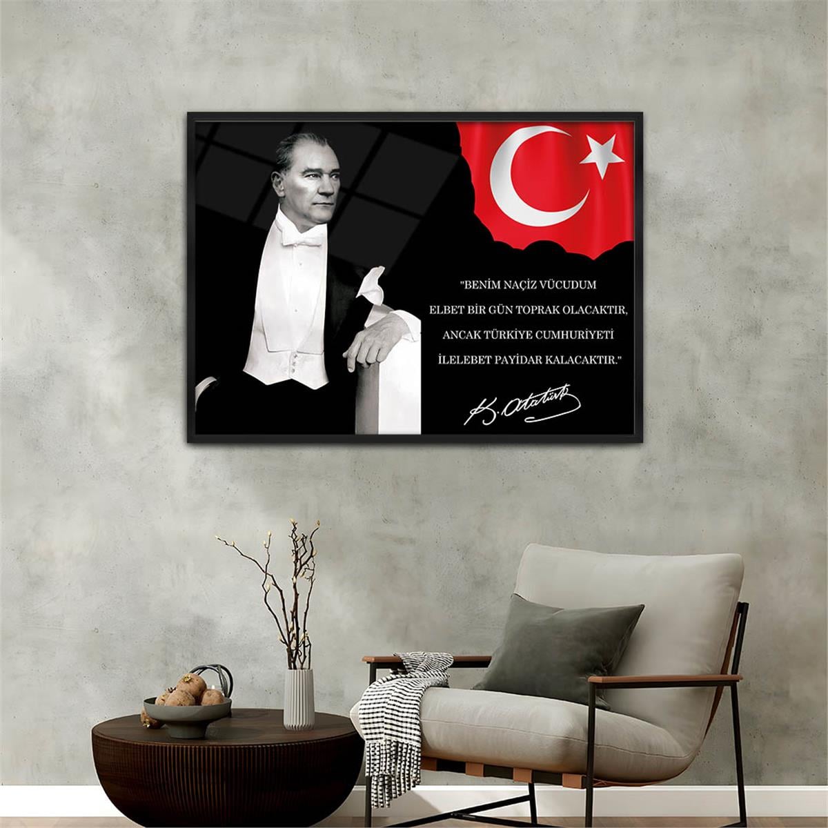 Aluminum-Framed National-Themed Tempered Glass Wall Art 001
