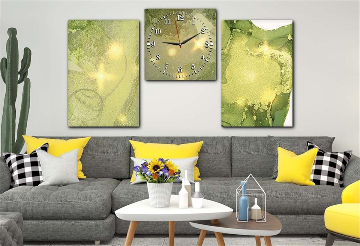 Gehard Glasschilderij Set aan de Kunst Thema Met Klok