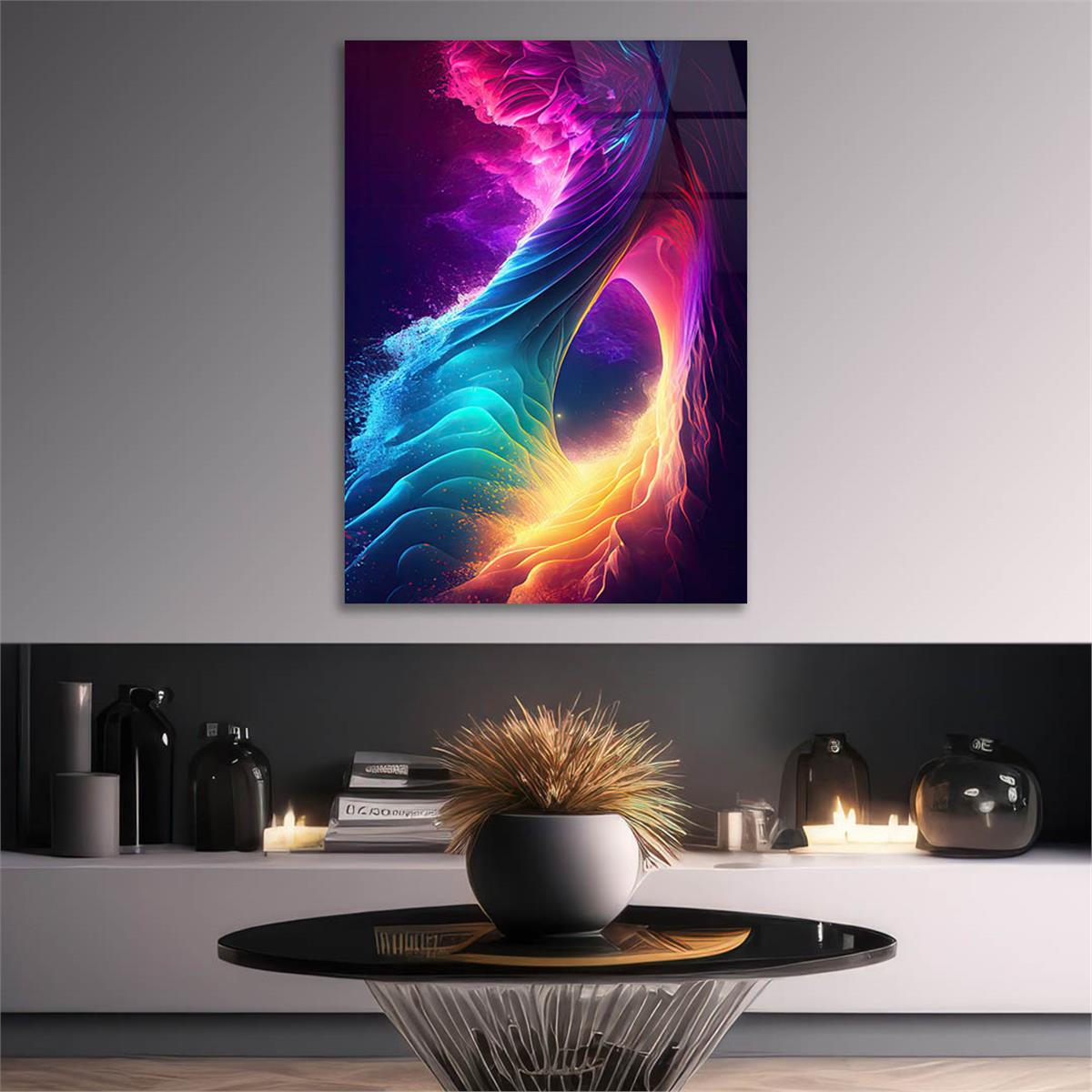 Dikey Sanat Temalı Cam Tablo 439