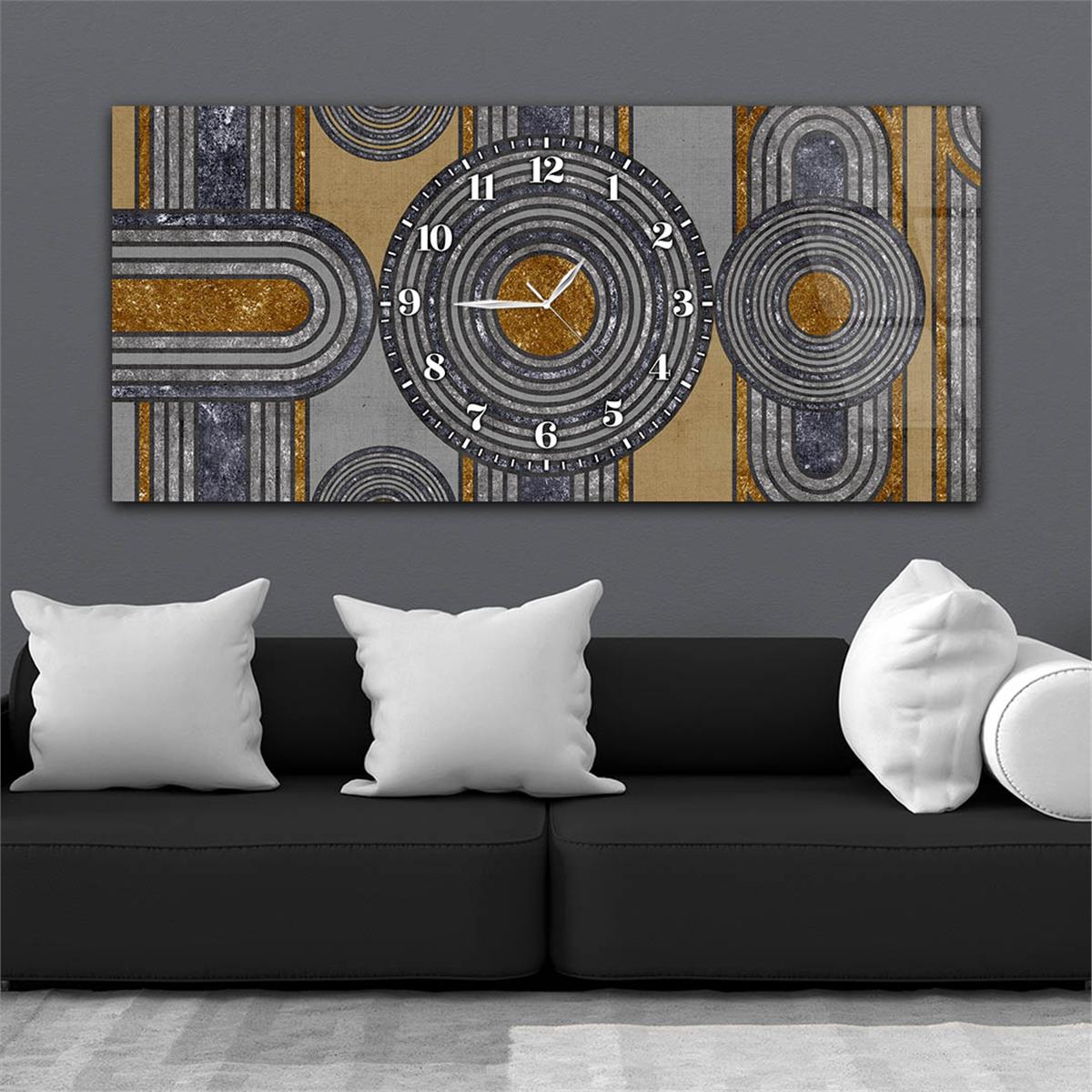 Yatay Saatli Ortadan Sanat Temalı Cam Tablo118