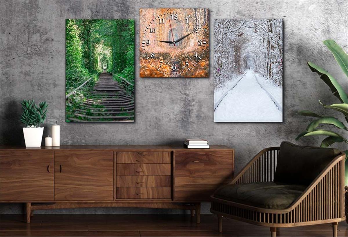 Gehard Glasschilderij Set aan de Natuur Thema Met Klok