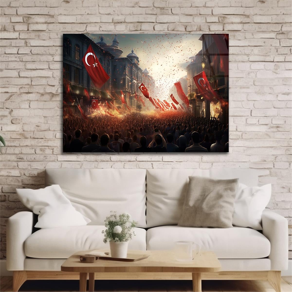 Yatay VatanTemalı Cam Tablo 110