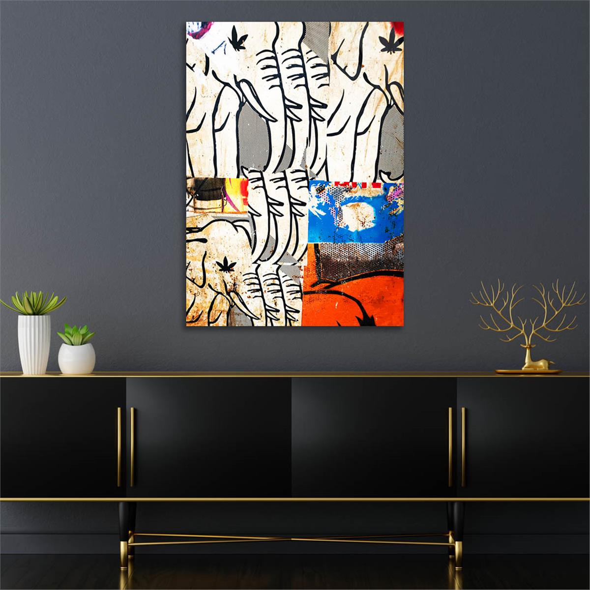 Dikey Sanat Temalı Cam Tablo 511