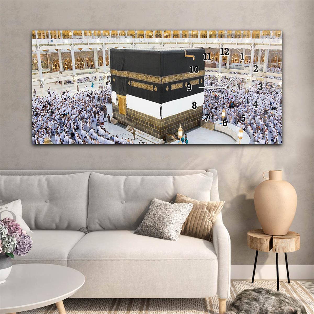 Kaaba Horizontaal, Aan De Zijkant Voorzien Van Een Klok, Religieus Thema Gehard Glasschilderij 067