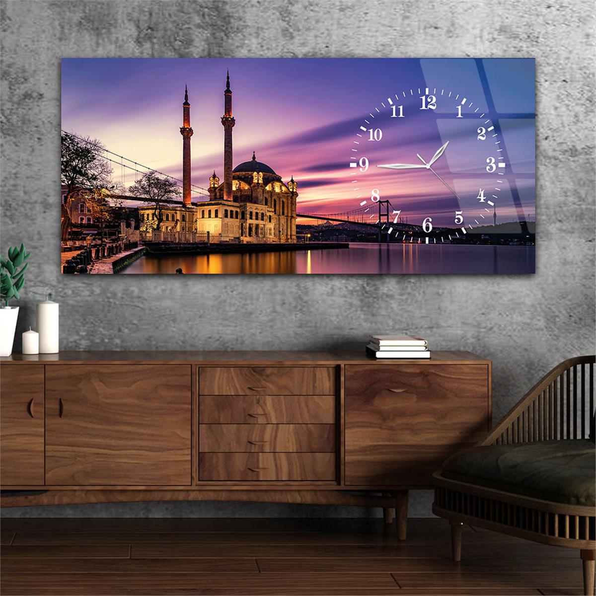 Side-Clock, Religious-Themed Horizontal Glass Wall Painting 025