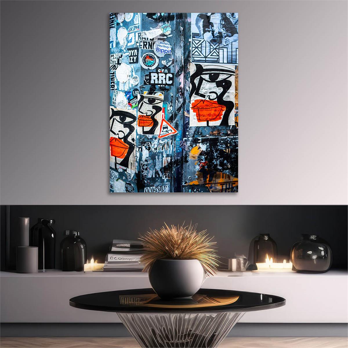 Dikey Sanat Temalı Cam Tablo 549