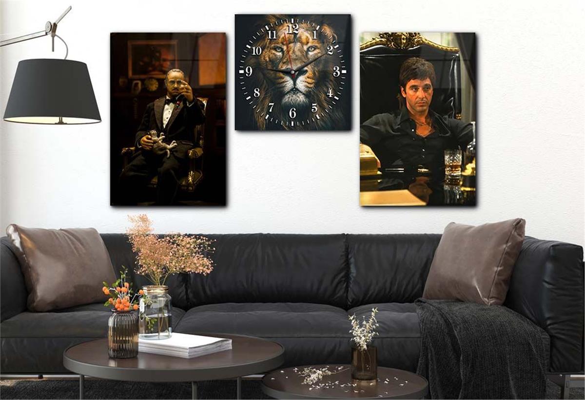 Tempered Glasss Wall Arts Art-Themed Set with Clock