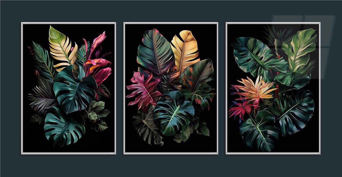 Alüminyum Çerçeveli Sanat Temalı 3lü Set MDF Tablo 0076