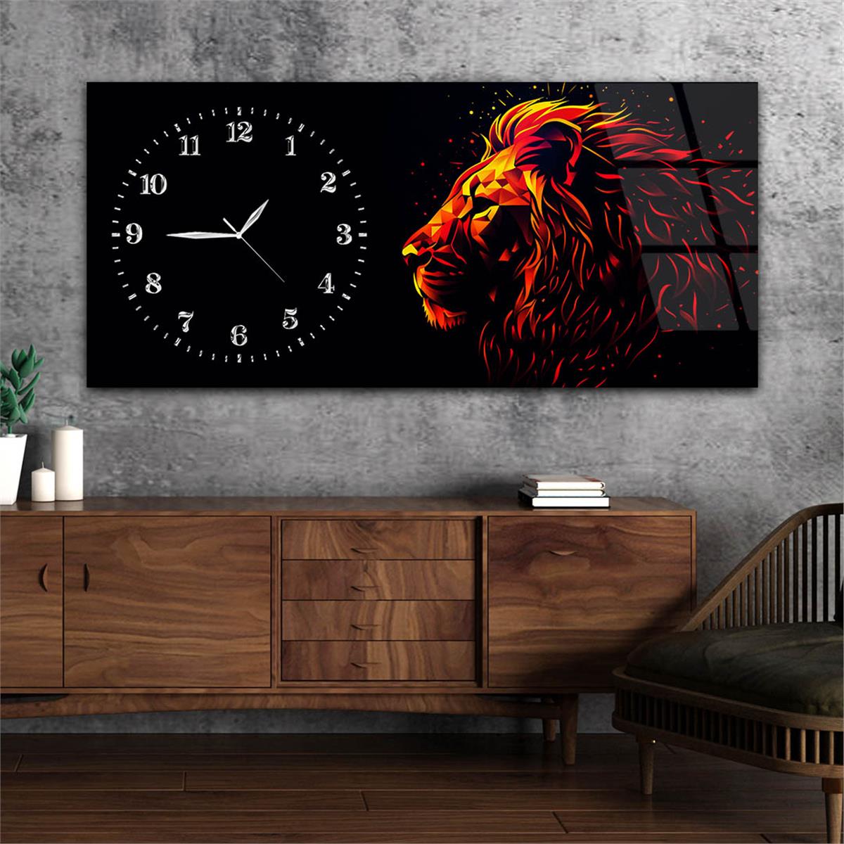 Yatay Saatli Yandan Sanat Temalı Cam Tablo 355