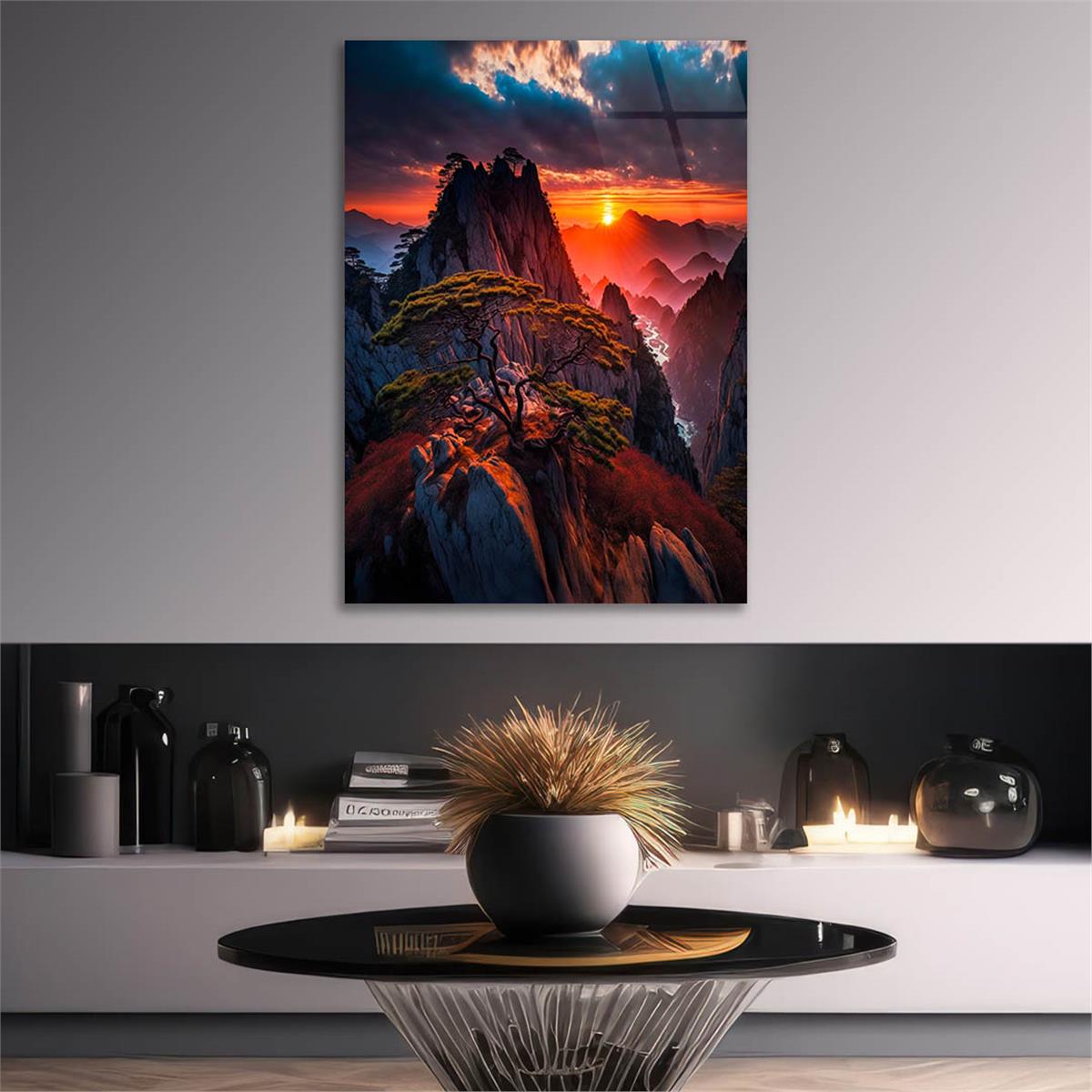 Dikey Sanat Temalı Cam Tablo 485