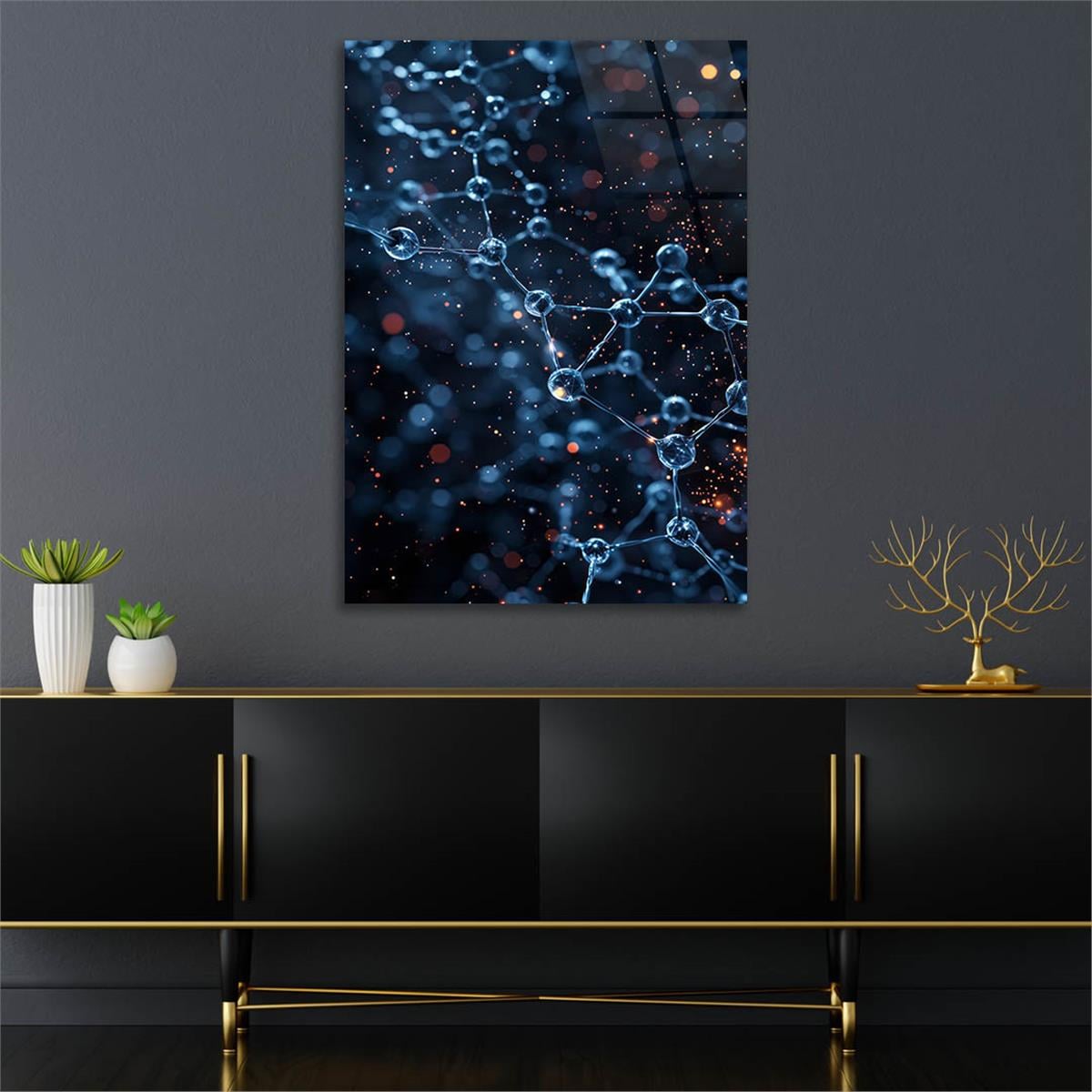 Dikey Sanat Temalı Cam Tablo 551