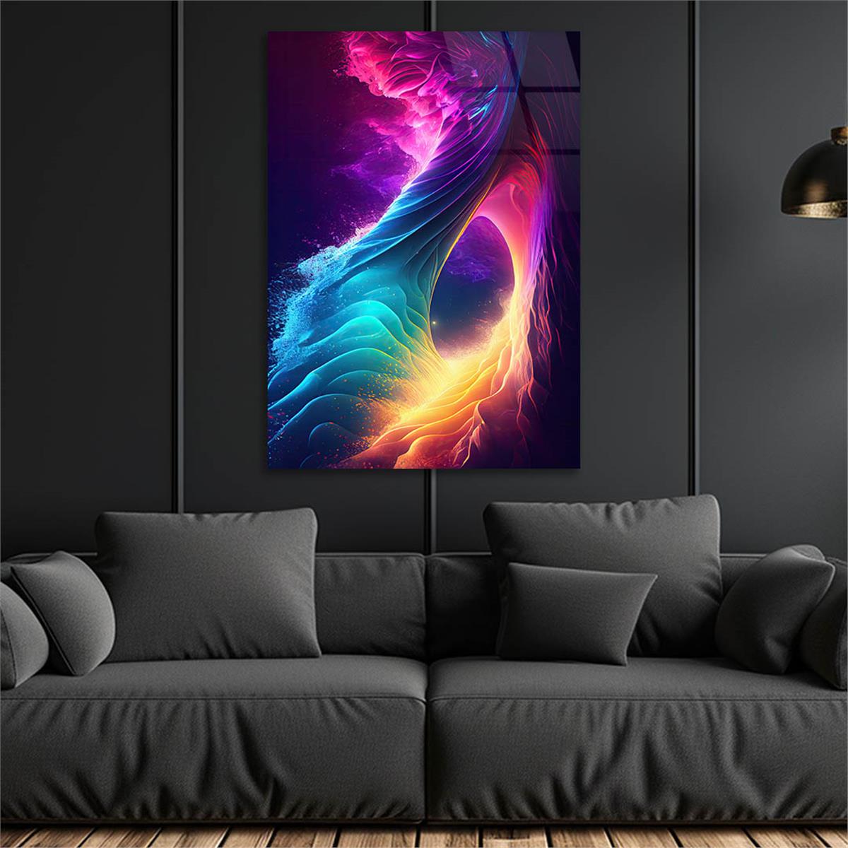 Dikey Sanat Temalı Cam Tablo 439