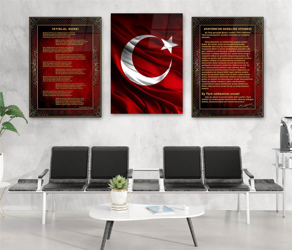  3lü Set VatanTemalı Cam Tablo 15