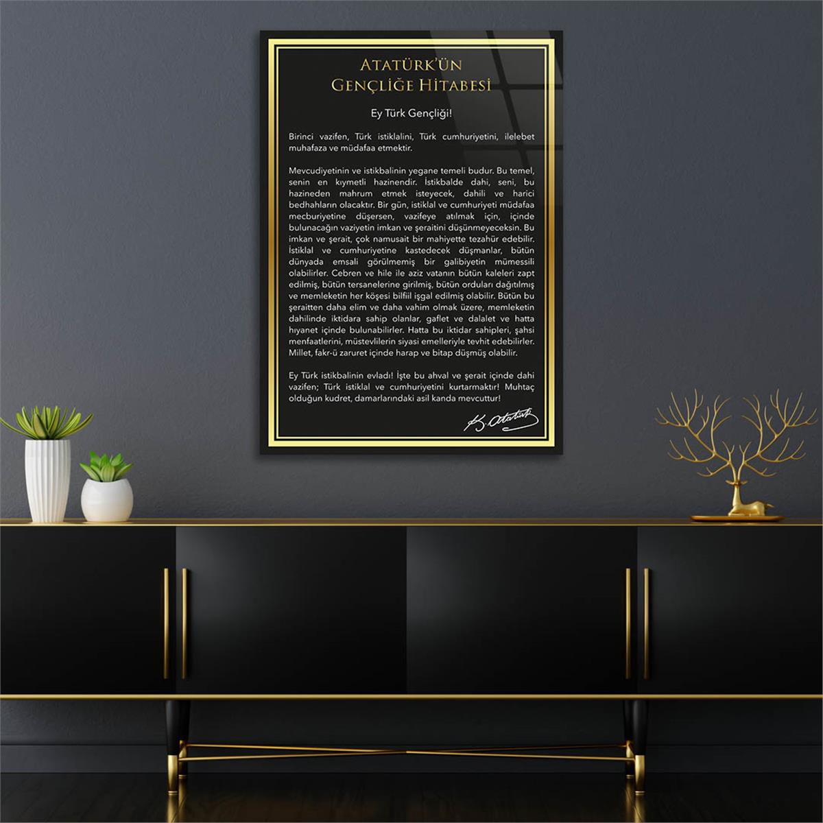 Dikey VatanTemalı Cam Tablo 201