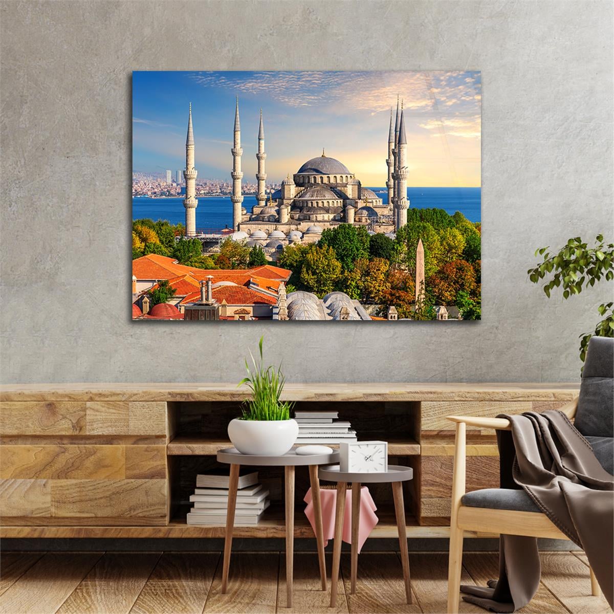 Yatay Dini Temalı Cam Tablo 152