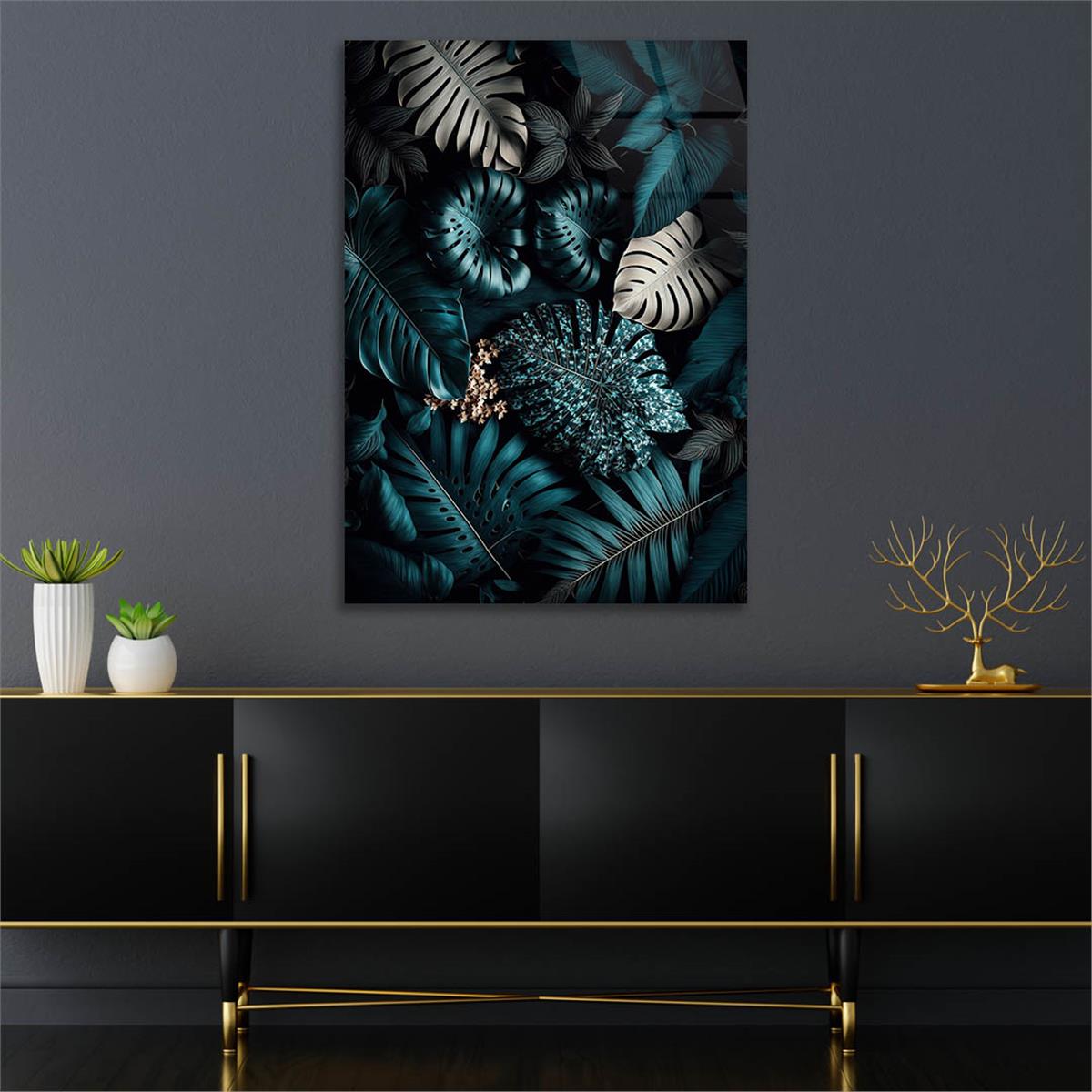 Dikey Sanat Temalı Cam Tablo 504