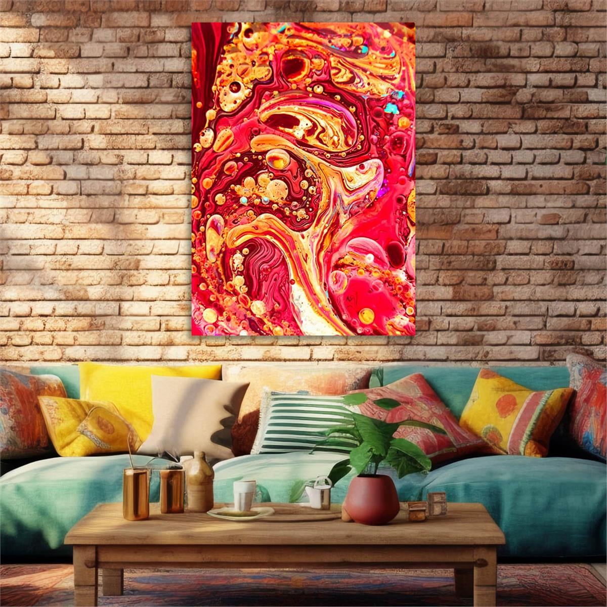 Dikey Sanat Temalı Cam Tablo 465