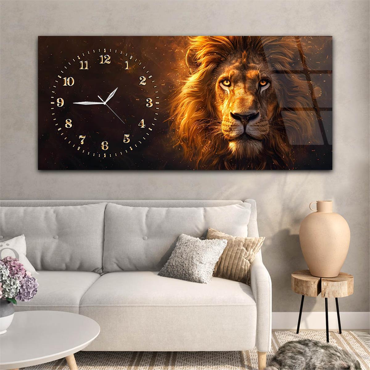 Yatay Saatli Yandan Sanat Temalı Cam Tablo 333