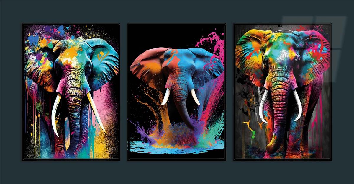 Alüminyum Çerçeveli Sanat Temalı 3lü Set MDF Tablo 0077