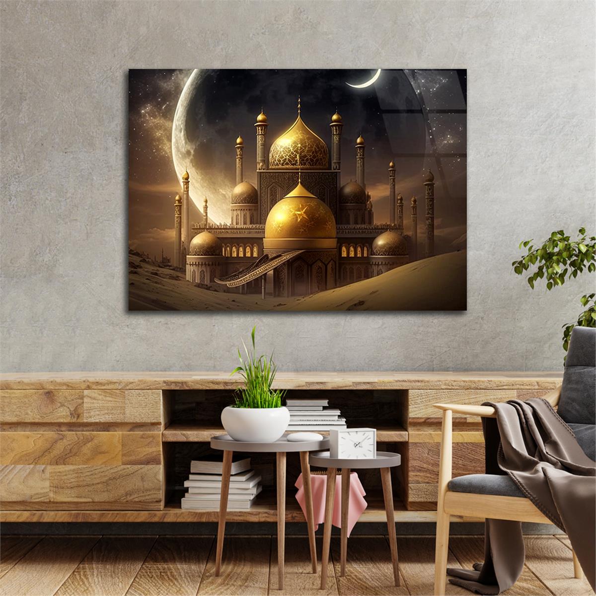 Yatay Dini Temalı Cam Tablo 176