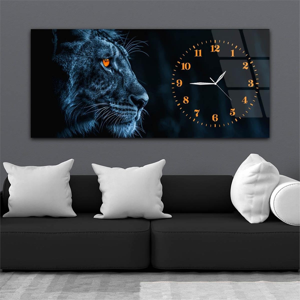 Yatay Saatli Yandan Sanat Temalı Cam Tablo 299