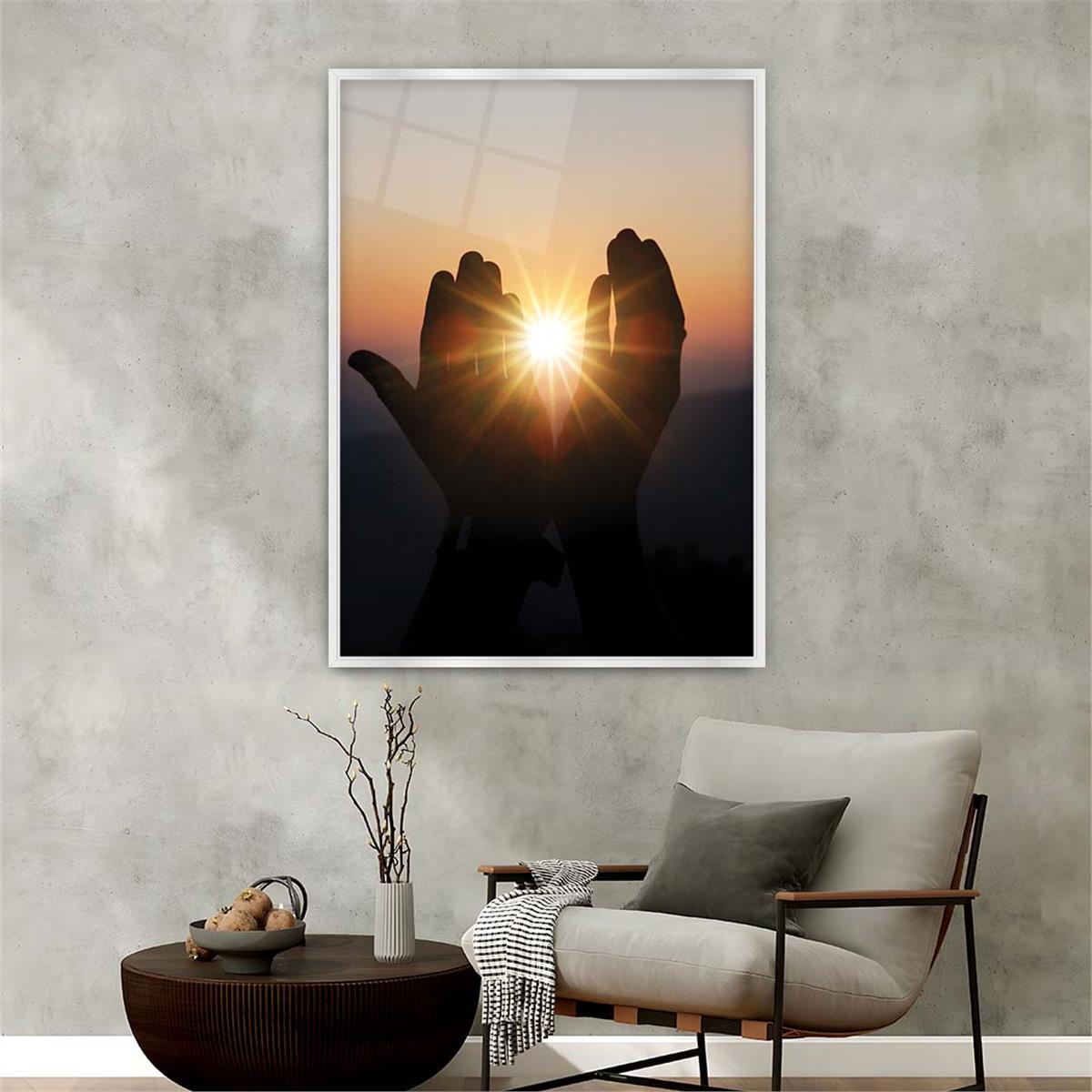 Tableau en verre à thème religieux avec cadre en aluminium  050