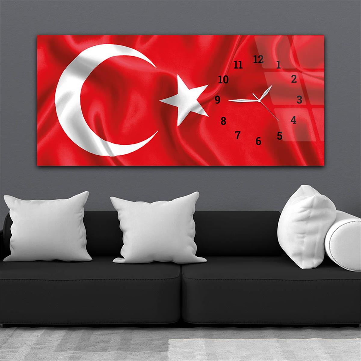 Side-Clock, Homeland-Themed Horizontal Glass Wall Painting 005