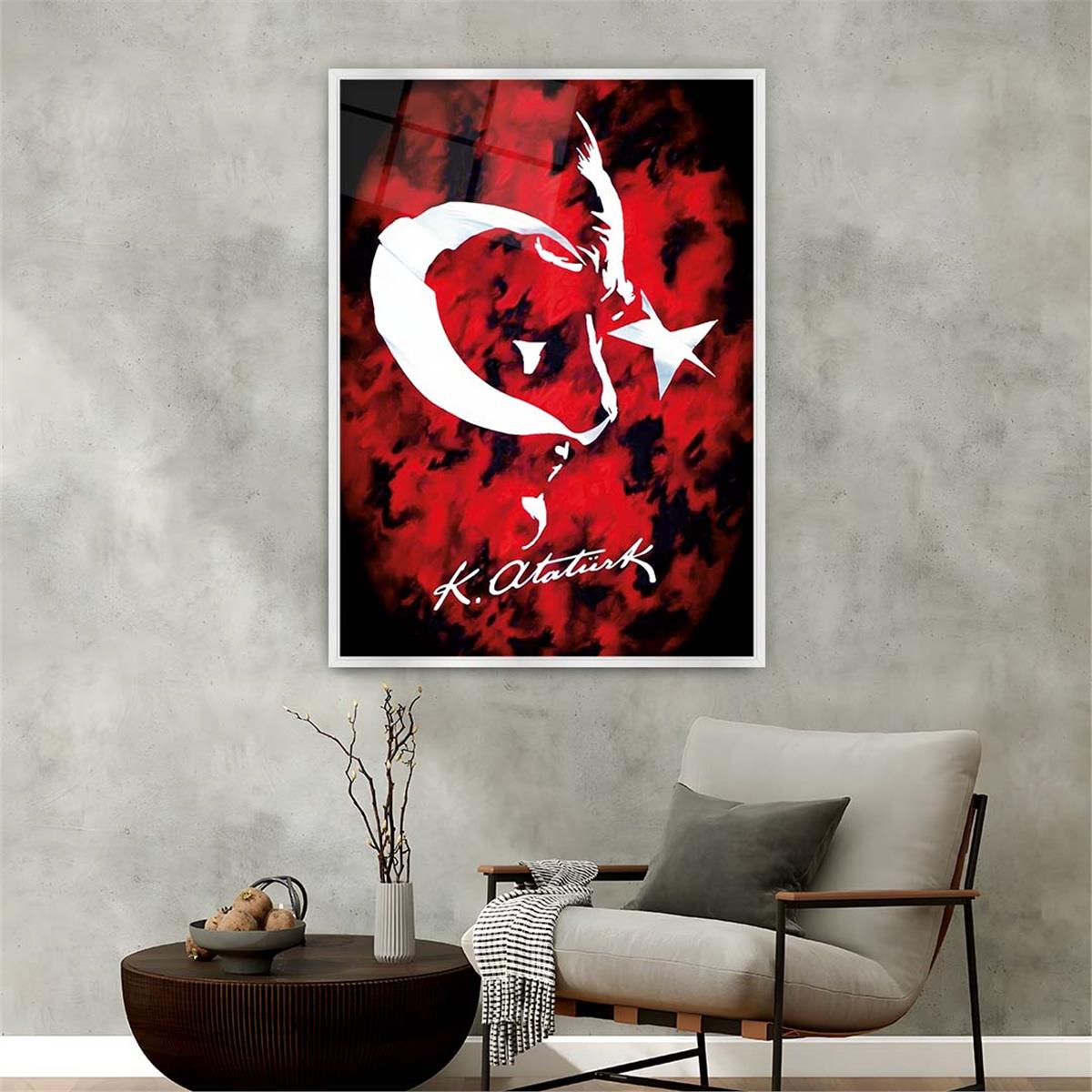 Alüminyum Çerçeveli Vatan Temalı Cam Tablo 093