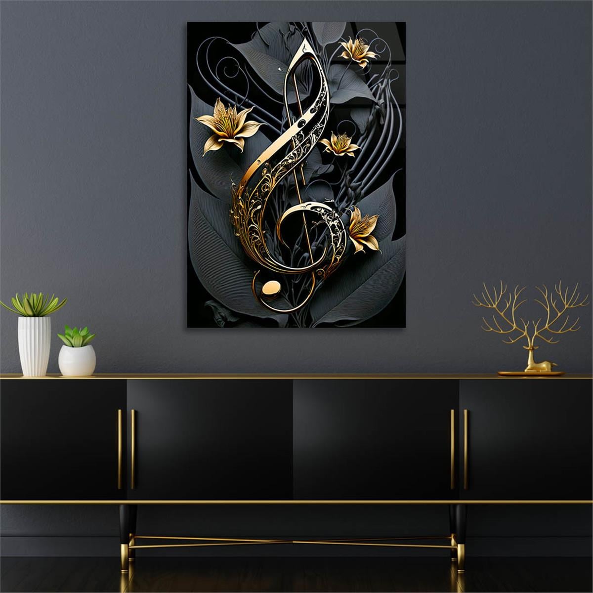 Dikey Sanat Temalı Cam Tablo 588