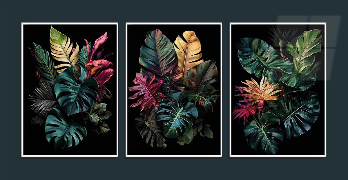 Alüminyum Çerçeveli Sanat Temalı 3lü Set MDF Tablo 0076