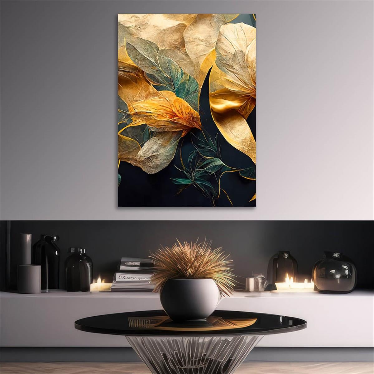 Dikey Sanat Temalı Cam Tablo 385