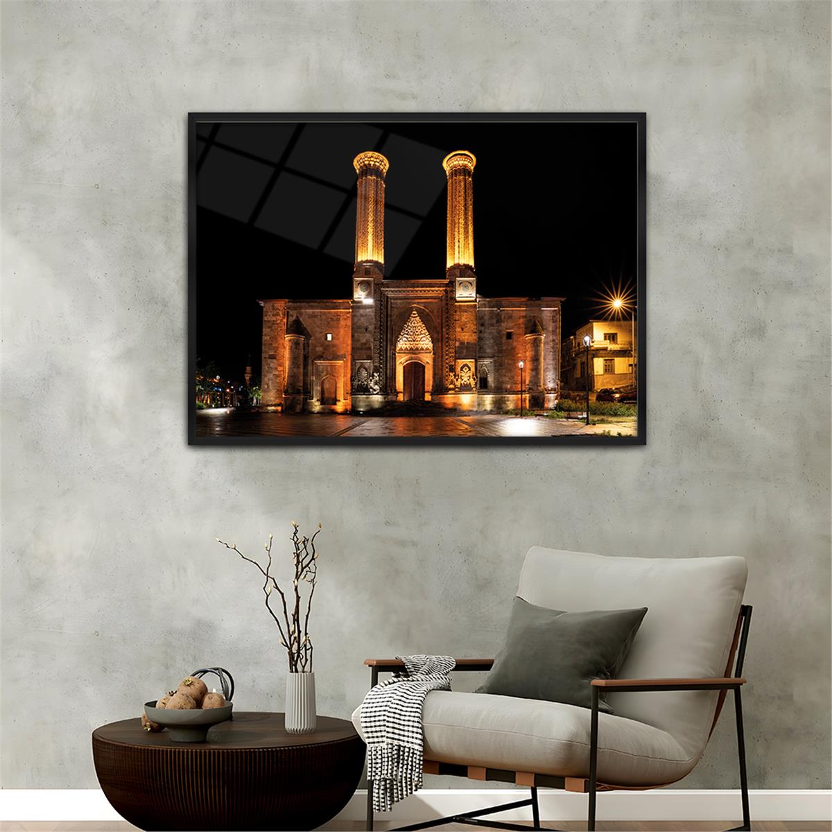 Tableau en verre à thème religieux avec cadre en aluminium  076